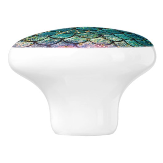 グラムマーメイドフィッシュはかりで測ティール（緑がかった色）パープル金ゴールドスパークル セラミックノブ (側面)