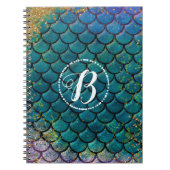グラムマーメイドフィッシュはかりで測ティール（緑がかった色）パープル金ゴールドスパークル ノートブック (正面)