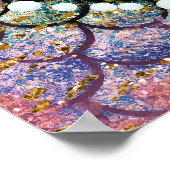 グラムマーメイドフィッシュはかりで測ティール(緑がかった色)パープル金ゴールドスパークル ポスター (角)