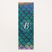 グラムマーメイドフィッシュはかりで測ティール（緑がかった色）パープル金ゴールドスパークル ヨガマット (正面)