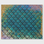 グラムマーメイドフィッシュはかりで測ティール（緑がかった色）パープル金ゴールドスパークル ラッピングペーパー (フラット)