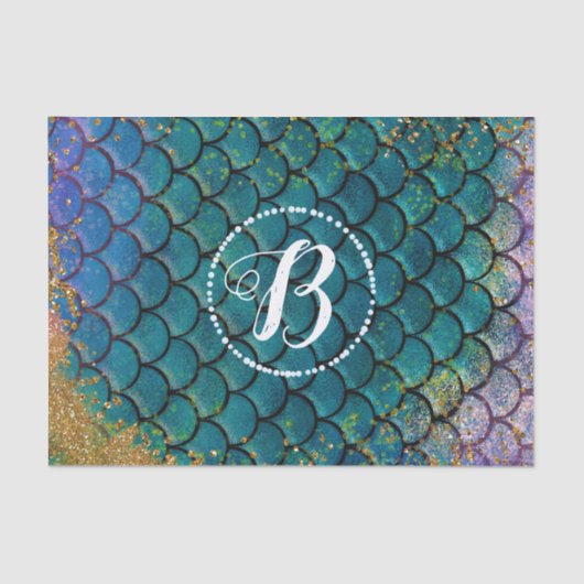 グラムマーメイドフィッシュはかりで測ティール（緑がかった色）パープル金ゴールドスパークル 薄葉紙 (正面)