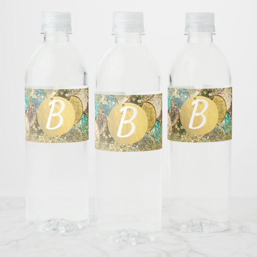 グラムマーメイド金ゴールドティール（緑がかった色）はかりで測バースデーパーティー ペットボトルラベル (ボトル)