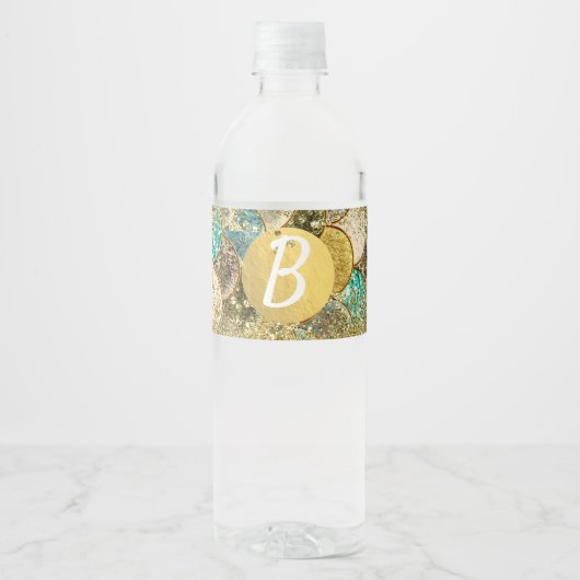 グラムマーメイド金ゴールドティール（緑がかった色）はかりで測バースデーパーティー ペットボトルラベル (正面)