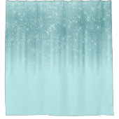 グラムミントグリーンアクアグリッターグラデーシストライプのョン シャワーカーテン (正面)