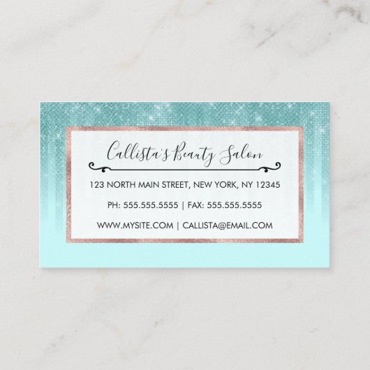 グラムミントグリーンアクアグリッターグラデーシストライプのョン 予約カード (裏面)