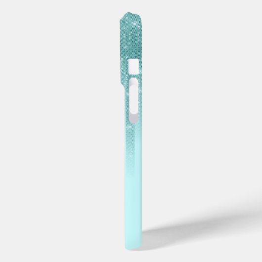 グラムミントグリーンアクアグリッターグラデーシストライプのョン Case-Mate iPhoneケース (裏面 / 左)