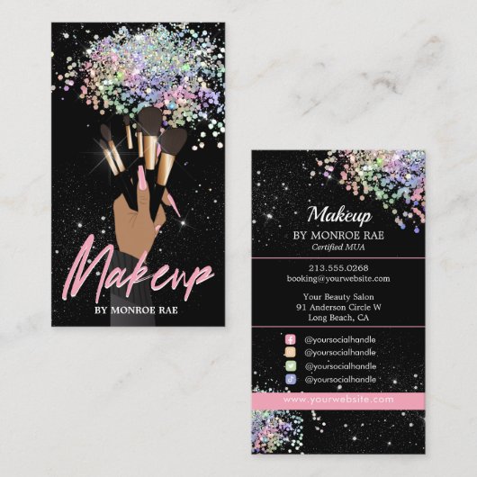 グラムムアビューティシャン美しいサロンメークアップアーティスト 名刺 (正面/裏面)