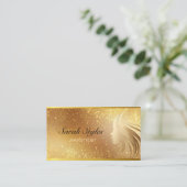 グラムメイクアップアーティスト美容師金ゴールドグリッタースター 名刺 (スタンド正面)