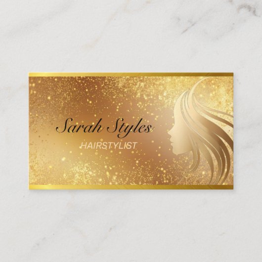 グラムメイクアップアーティスト美容師金ゴールドグリッタースター 名刺 (正面)