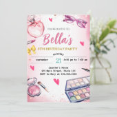 グラムメイクアップバースデーパーティー赤面ピンクスパパーティー 招待状 (スタンド正面)