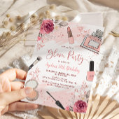 グラムメイクアップバースデーパーティー赤面ピンクスパパーティー 招待状