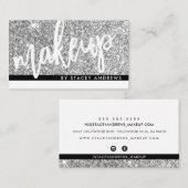 グラムメイクアップブラシでレターシルバーグリッターブラック 名刺 (正面/裏面)