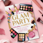 グラムメイクアップ誕生日パーティー赤面ピンクフォイルインビタ 箔招待状