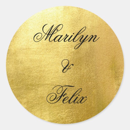 グラムメタリック金ゴールドモノグラム結婚ズ ラウンドシール (正面)