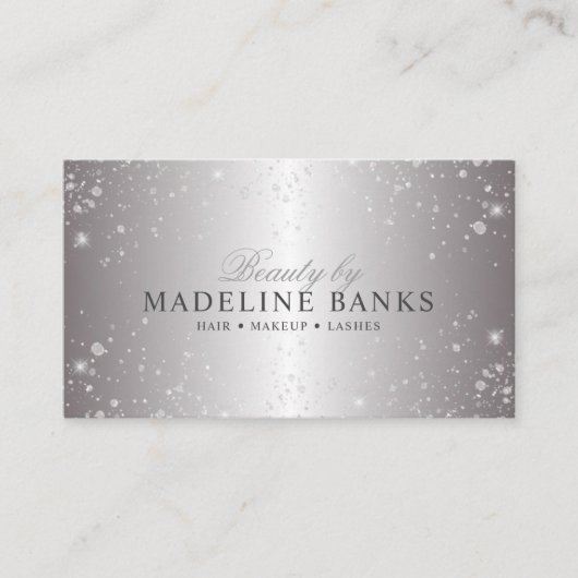 グラムメタリック銀グリッター美しいプロフェッショナル 名刺 (正面)