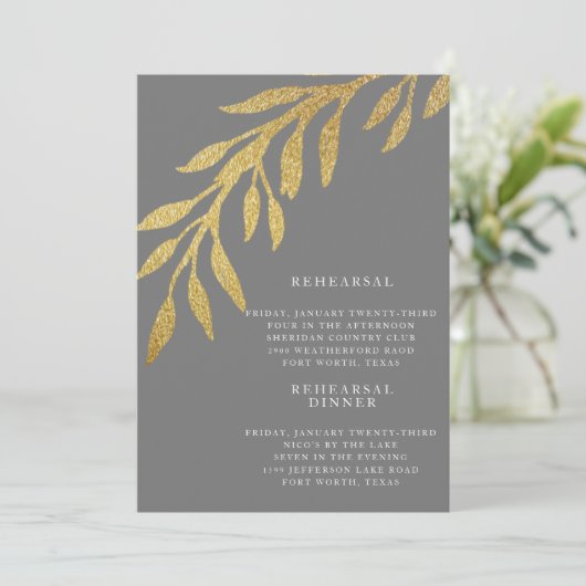 グラムメタル金ゴールドとシルバー結婚のリハーサル 招待状 (スタンド正面)