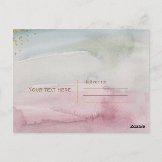 グラムモダンウォーター色金ゴールドありエレガントがとう ポストカード (裏面)