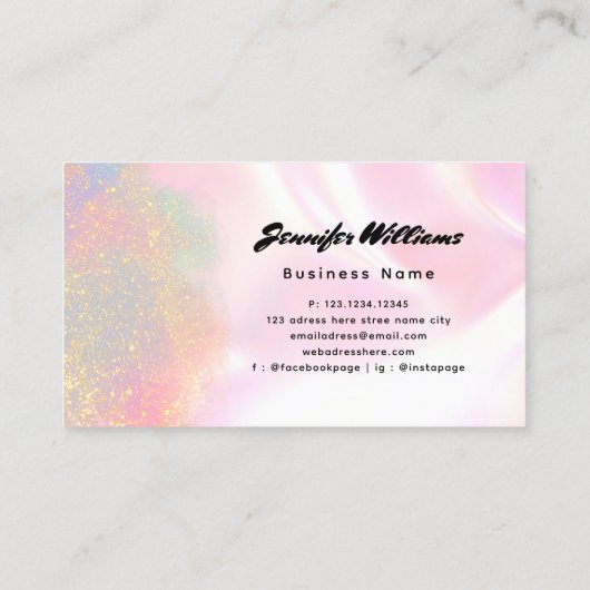 グラムモダングリッターメイクアップアーティストホログラフィックバス 名刺 (裏面)