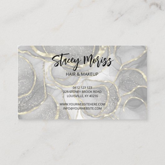 グラムモダンシックエレガント金ゴールドブラック&ホワイト 名刺 (裏面)