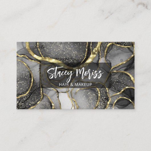 グラムモダンシックエレガント金ゴールドブラック&ホワイト 名刺 (正面)