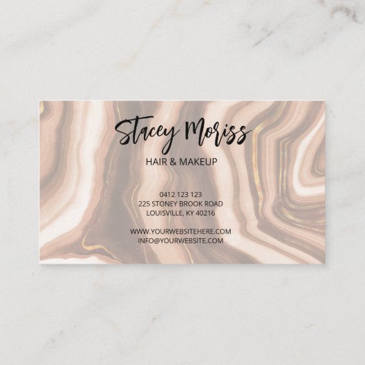 グラムモダンシック金ゴールド抽象芸術瑪瑙パターン 名刺 (裏面)