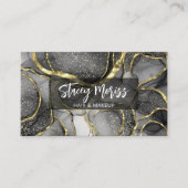 グラムモダンシックQRコード金ゴールドブラック&ホワイト 名刺 (正面)