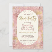 グラムモダンスパ10代のパーティーフェイクバラ金ゴールドグリッター 招待状 (正面)