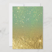 グラムモダンティール(緑がかった色)及び金ゴールドグリッターフォイルキンセアニラ 招待状 (裏面)