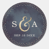 グラムモダンナイトフェイク金ゴールドグリッターモノグラム ラウンドシール (正面)