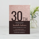 グラムモダンピンクローズ金ゴールドスパークル30歳の誕生日 招待状 (スタンド正面)