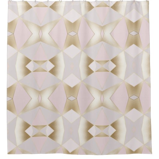 グラムモダンピンク金ゴールド万華鏡のように千変万化するパターン幾何学模様 シャワーカーテン (正面)