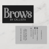 グラムモダンブラックシルバーグリッターブローズ 名刺 (正面/裏面)