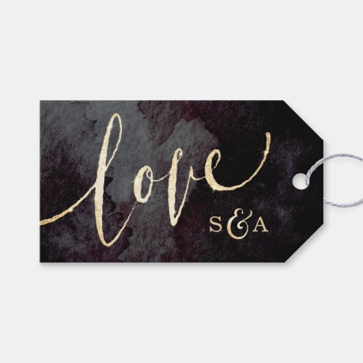 グラムモダンブラックフェイク金ゴールド書道 ギフトタグ (正面(横))