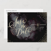 グラムモダンブラック金ゴールド書は日付を保存 案内ポストカード (正面/裏面)