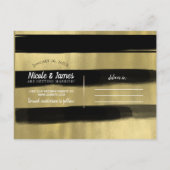 グラムモダンブラック金ゴールド絵を描ストローク日付の保存 案内ポストカード (裏面)