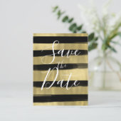 グラムモダンブラック金ゴールド絵を描ストローク日付の保存 案内ポストカード (スタンド正面)