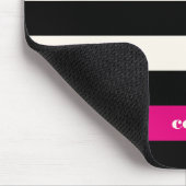 グラムモダンブラック、クリーム&明るい赤紫色ストライプ マウスパッド (コーナー)