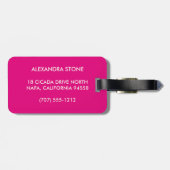 グラムモダンブラック、クリーム&明るい赤紫色ストライプ ラゲッジタグ (裏面横)