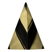 グラムモダンブラック&金ゴールドストロ絵を描ークストライプパーティー パーティーハット (裏面)