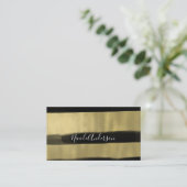 グラムモダンブラック&金ゴールドストロ絵を描ークストライプ 名刺 (スタンド正面)