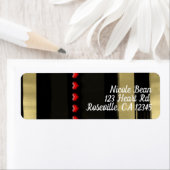 グラムモダンブラック&金ゴールド赤いハートバレンタイン ラベル (インサイチュ)