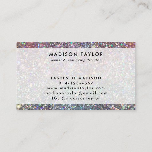 グラムモダンホログラフィックグリッタースパークルモノグラム 名刺 (裏面)