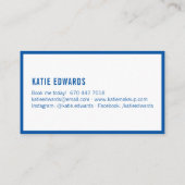 グラムモダンホワイトブルー通りのサインメイクアップアーティスト 名刺 (裏面)