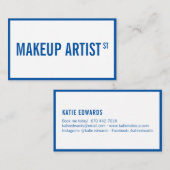 グラムモダンホワイトブルー通りのサインメイクアップアーティスト 名刺 (正面/裏面)