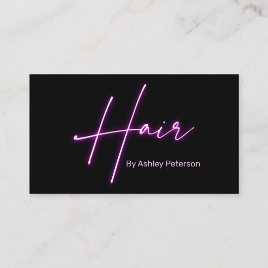 グラムモダンムパープルネオンヘアスクリプトのロゴqrコード 名刺 (正面)