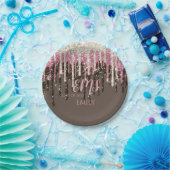 グラムモダンモノグガーリーラムタイポグラフィグリッターグラード ペーパープレート (パーティー)