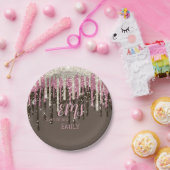 グラムモダンモノグガーリーラムタイポグラフィグリッターグラード ペーパープレート (パーティー)