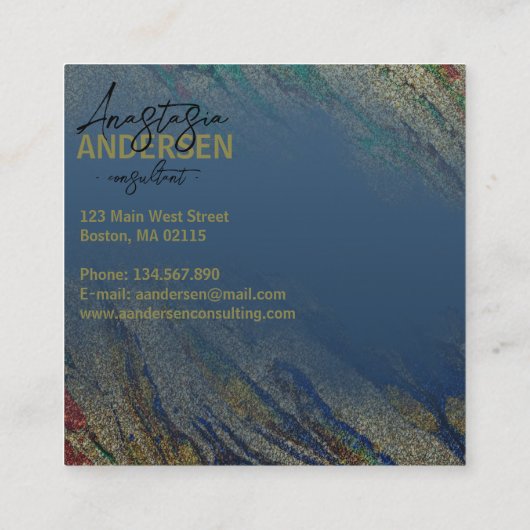 グラムモダンラグジュアリースタイリッシュ抽象芸術グリッター スクエア名刺 (裏面)