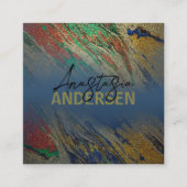 グラムモダンラグジュアリースタイリッシュ抽象芸術グリッター スクエア名刺 (正面)